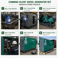 15kVA 20kVA 150kVA Cummins Diesel Super Silent Open Frame Einphasiger 220V 1500U/min Generator 5kVA 8kVA 380V für Industrielle Anwendungen