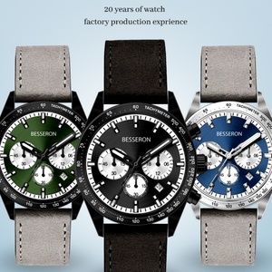 Relojes de Cuarzo para Hombre con Correa de Cuero Genuino OEM ODM, Esfera Sunray Panda de Lujo - Product Image 5