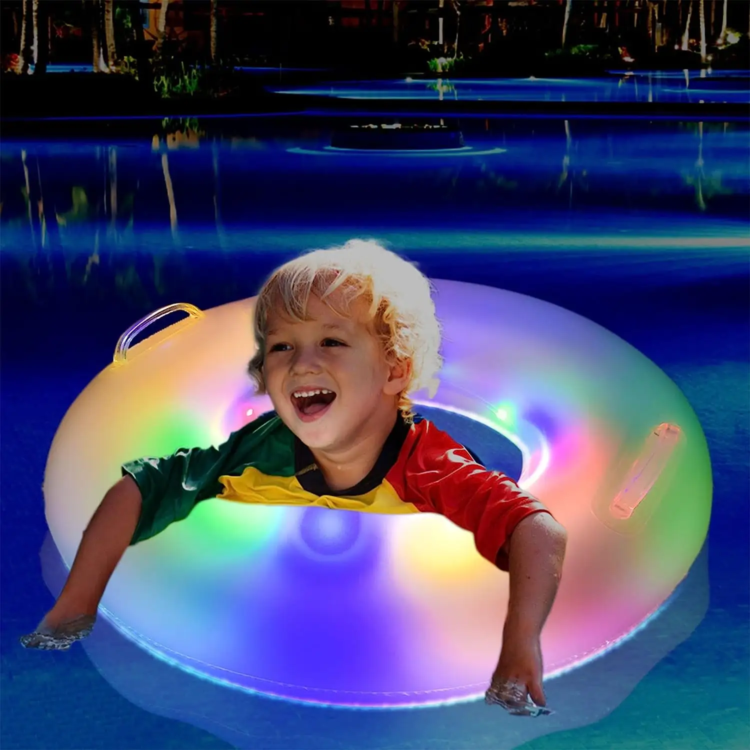 Trong suốt hồ bơi đồ chơi cho người lớn trẻ em hồ bơi nổi ánh sáng lên dẫn ống cho bên bãi biển