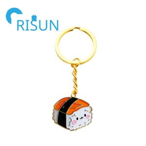 พวงกุญแจโลหะเคลือบลายอาหารญี่ปุ่นฮอกกิไก แซลมอน ซูชิ แบบกำหนดเอง พวงกุญแจ<span class=keywords><strong>อาหาร</strong></span>แสนอร่อย ซูชิโรล - Product Image 5