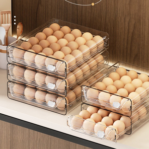 रसोई काउंटर स्टैकेबल प्लास्टिक ट्रे एक्रिलिक फ्रिज भंडारण आयताकार अंडे रेफ्रिजरेटर के लिए - Product Image 5