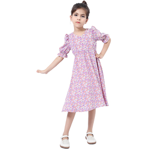 2-10 anni all'ingrosso abbigliamento per ragazze Smocked floreale mezza manica con volant boutique vestito per bambini - Product Image 5