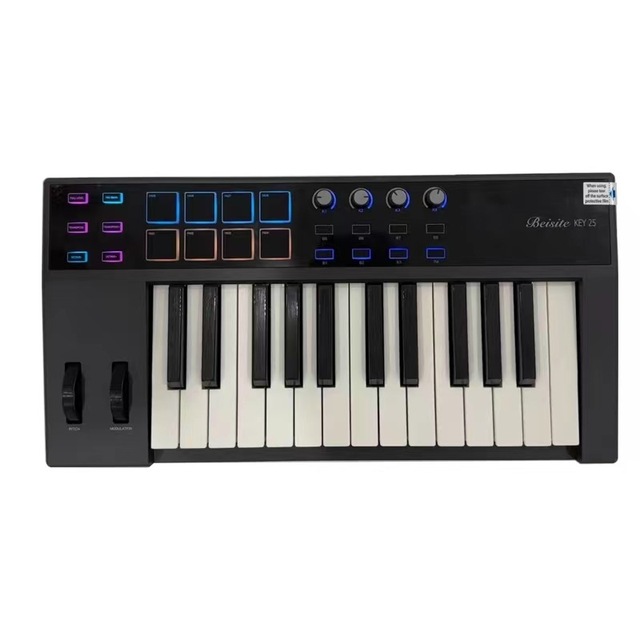25 Key MIDI Keyboard with Strike Pad Professional Electronic Music MIDI Controller Smart Portable Arranger Pad Keyboard