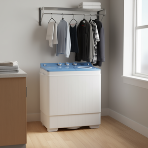 Lave-linge semi-automatique à deux cuves 26 lb blanc bleu compact électrique pour appartements, dortoirs, camping-cars - Product Image 2