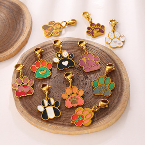 Gold Plated Stainless Steel Paw Print Charm Pendant Cute Animal Shape Unisex Fashion Jewelry Gift - Product Image 1