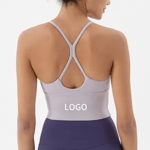 WX26-camisetas sin mangas deportivas ligeras de impacto medio, con almohadillas extraíbles, sujetador de Yoga Atlético largo