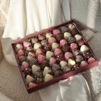 Boîte de chocolat en papier personnalisée de luxe avec fenêtre transparente, pour bonbons, truffes, desserts, chocolat premium, fraises