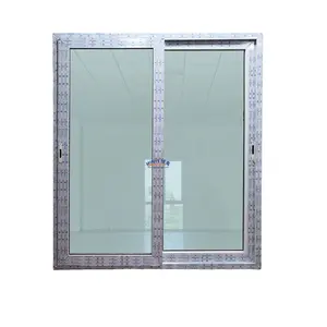 Jendela geser PVC UPVC kaca Tempered ganda hemat energi untuk jendela kaca vinil teras