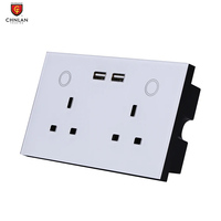 16A Télécommande Smart UK Double Prises Prises En Verre Interrupteur Tactile avec Usb + Type c Ports Tuya WIFI Maison Intelligente