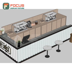 Exhibidor de Productos de Café Integrado con Acabado de Madera Laminada para Área de Recogida de Clientes, Exhibidor de Productos para Cafetería - Product Image 3