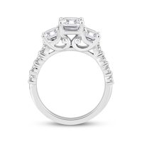 Bague de fiançailles en or massif 10K 14K 18K avec diamant de laboratoire taille émeraude 1CT et trois pierres baguette coniques, certifiée IGI CVD/HPHT