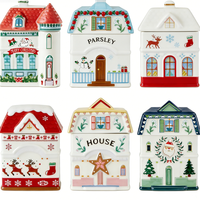 Ensemble de 6 pots à épices personnalisés en forme de village, cadeau de Noël personnalisable pour les assaisonnements de cuisine