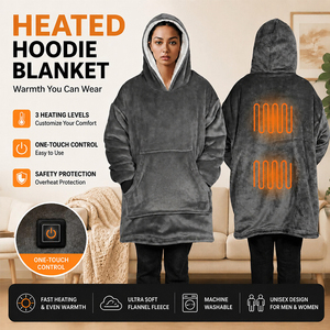 Oversized USB <strong>Heated</strong> Hoodie <strong>Blanket</strong> 3 Heat Levels Carbon Fiber Heating Wearable Electric <strong>Throw</strong> for Office Home Sofa - Product Image 1