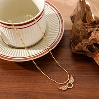 Collar de Acero Inoxidable con Colgante de Ángel Pequeño y Diamantes, Cadena de Cuentas de Oro de 18k, Joyería Fresca y Dulce que No se Destiñe para Mujer