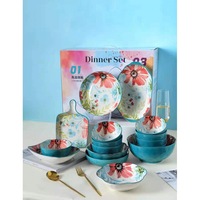 Ensemble de 16 pièces, vente en gros d'usine, assiette en céramique de style bohème marocain hawaïen assiette à boulettes rondes pour la maison
