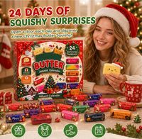 Calendrier de l'Avent Squishy en forme de bâton de beurre, boîte mystère de compte à rebours de Noël de 24 jours, jouet anti-stress, cadeau de Noël surprise pour enfants