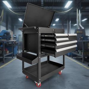 Armadio Portautensili in Acciaio a 5 Cassetti con Ruote, Antifurto, Impermeabile, Chiudibile a Chiave, Capacità di Carico 300kg, per Garage e Officina, OEM - Product Image 3