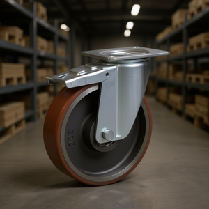 Roue pivotante avec noyau en fonte, support en acier galvanisé, série lourde avec frein - Product Image 3