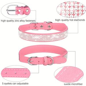 Crystal Glitter Rhinestone Bling Dog Collar Leash Set para cachorro tamaño ajustable - Product Image 5