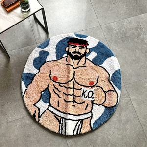 Tapis rond personnalisé en forme de musculard, en peluche douce, antidérapant, pour la décoration de la <span class=keywords><strong>salle</strong></span> de sport ou de la maison - Product Image 4