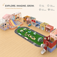 Aire de jeux intérieure Role Play City avec toboggan souple et piscine à balles pour café pour enfants et école maternelle