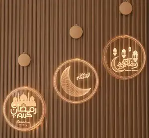Eid-luces de Ramadán decorativas para ventana del hogar, luces de Mubarak con batería, decoración colgante islámica musulmana para interior