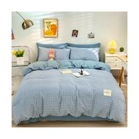 Vente en gros lot de literie style japonais housse de couette simple drap plat imprimé réactif à carreaux taies d'oreiller tissées personnalisées hôpital