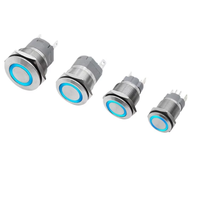 Interrupteur à bouton-poussoir 22 mm, à enclenchement momentané, en métal, pour PC, avec voyant LED marche/arrêt, avec fil, étanche, 12 V, 3 V, 5 V, 6 V, 24 V, 220 V, avec anneau