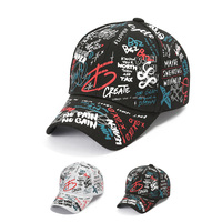 Gorra de Béisbol con Estampado de Letras de Graffiti, Visera Curva, Estilo Hip Hop Urbano, Ajustable, Informal de Negocios, Deportiva, de Lona