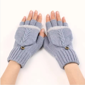 Women's Dual-season <strong>Gloves</strong> with Visible Fingers, Ribbed Cuffs and a <strong>Loose</strong>-fitting Fold-over Flap. - Product Image 1
