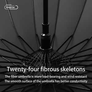 Morandi 24 côtes pongé parapluie de golf droit en tissu cadeau de pluie personnalisé coupe-vent - Product Image 6