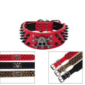 Venta al por mayor de alta calidad Punk Pet Collares Halloween pinchos remaches PU negro ajustable de lujo de cuero <span class=keywords><strong>Collar</strong></span> de perro de entrenamiento - Product Image 2