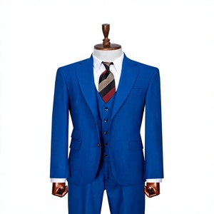 Traje de Negocios Azul Rey para Hombre, Corte Regular, Cuello de Solapa, Conjunto de Chaleco, Ropa Formal Antiarrugas - Product Image 1