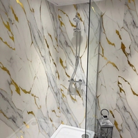 Panneaux muraux PVC effet marbre 1m, 10mm, texture 3D, étanches, modernes, pour cuisine, hôtel, villa - Vente chaude usine