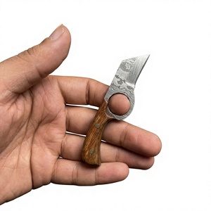 มีดทำมือคุณภาพสูง DIY ปรับแต่งได้ ผลิตจากเหล็กดามัสกัส ทรงดรอปพอยต์ ใบมีดขนาดเล็ก สำหรับล่าสัตว์ เอาตัวรอด ตั้งแคมป์  OEM Resign - Product Image 2