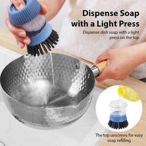 Spazzola per Piatti Minimalista Blu-Grigia <span class=keywords><strong>con</strong></span> Dispenser di Sapone, Spazzola per Lavaggio Stoviglie da Cucina - Product Image 2