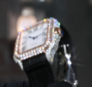 VVS Iced Out Moissanite Watch 16.75CT Bust Down 8215 Mechanical Movement Genuine Leather <b>Bracelet</b> Men's diamond Mossanite Watch - Product Image 4
