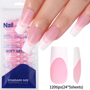 Juego de puntas de <span class=keywords><strong>uñas</strong></span> de Gel de Punta francesa, 120 Uds., prensa desnuda Rosa Suave en las <span class=keywords><strong>uñas</strong></span>, cubierta completa brillante, prensa en las <span class=keywords><strong>uñas</strong></span> perfecta para mujeres y niñas - Product Image 2