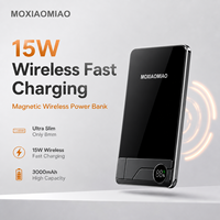 Batterie externe sans fil/filaire 10000 mAh à adsorption magnétique, grande capacité, en alliage d'aluminium avec LED et support, vente en gros, logo personnalisé B2B