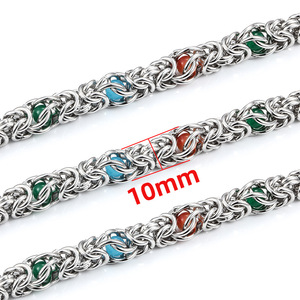 10MM Stainless Steel Ridge Chain by Meter | Colorful <b>Spacer</b> Beads Inside Wide Ridge Chain for DIY Jewelry Making - Product Image 3