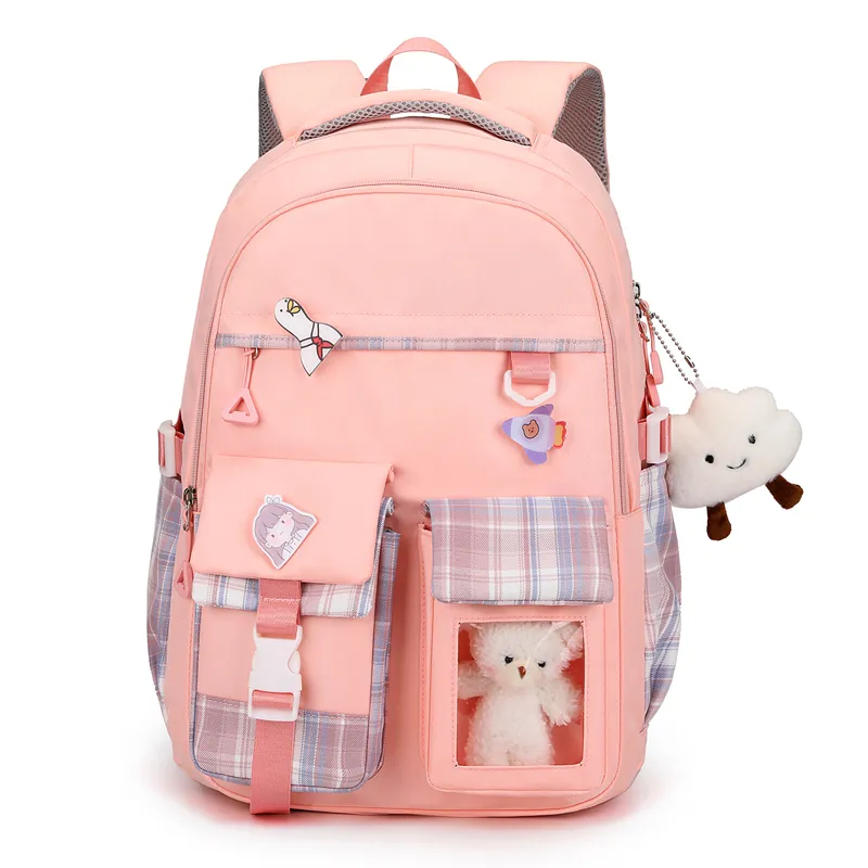 2022 Fashion trend high quality girl backpack cute pink high school girl backpack school bag student backpack bag