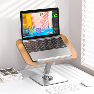 Supporto Professionale YD-10 in Legno per Laptop, Rotazione <span class=keywords><strong>a</strong></span> 360°, Altezza Regolabile, per Tablet e Libri Pesanti, Pannello Grande in Legno di Quercia - Product Image 4