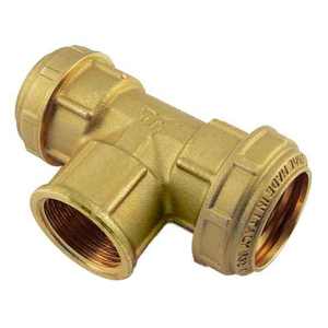 Conexión en T hembra de alta presión PN 25, 1x1 ", Material de zinc de cobre, rosca BSP suave para conectar mirilla de tubería - Product Image 1