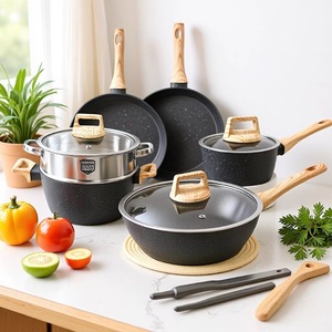 Maifan Stone Cookware Set 12 Pieces Non Stick Induction Safe For Steaming Boiling Stewing Frying - Product Image 1