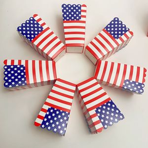Boîte à popcorn en <span class=keywords><strong>carton</strong></span> blanche en forme de trompette, motifs à pois, rayures et <span class=keywords><strong>drapeau</strong></span> américain, pour l'exportation, emballage alimentaire à emporter, lot de 12 - Product Image 2