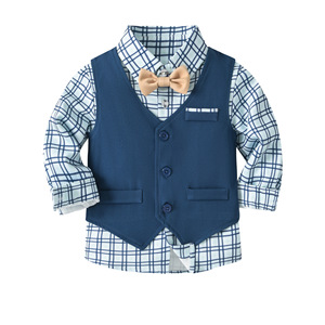 Ensemble de vêtements élégant pour bébé garçon, coupe britannique, 3 pièces, pour mariage, anniversaire, église, tout-petit - Product Image 3
