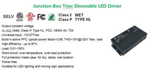 UL cULフリッカーフリーTRIAC300w 12V/ 24V ClassP 96W 24Vdc Class2LEDドライバー (ジャンクションボックス付き)