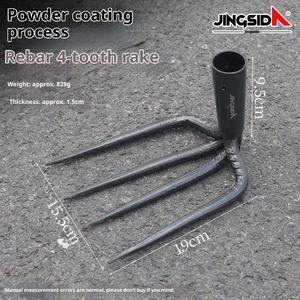 Jingsida crochet fileté Spray plastique à l'ancienne <span class=keywords><strong>dents</strong></span> en acier à trois <span class=keywords><strong>dents</strong></span> noir agriculture épaissie <span class=keywords><strong>dents</strong></span> sol desserrage râteau - Product Image 2
