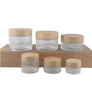 15g 30g 50g 100g 200g Low Price Green Frosted Glass Cosmetic Cream Jars with Bamboo Caps Customizable Logo-Lingka Brand - Product Image 6