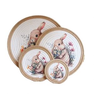 Modern Fabric <b>Plate</b> <b>Mat</b> American Retro Anti-Scald Tea Coaster Hand-Woven Hemp Rope Pot <b>Mat</b> with Heat Insulation for Export Trade - Product Image 5